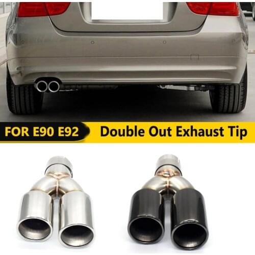 1 Pair Dual Out Exhaust Tip 304 Stainless Steel Muffler For BMW E90 Exhaust Pipe Tailpipe Car Exhaust For BWM 60mm Inlet Nozzle