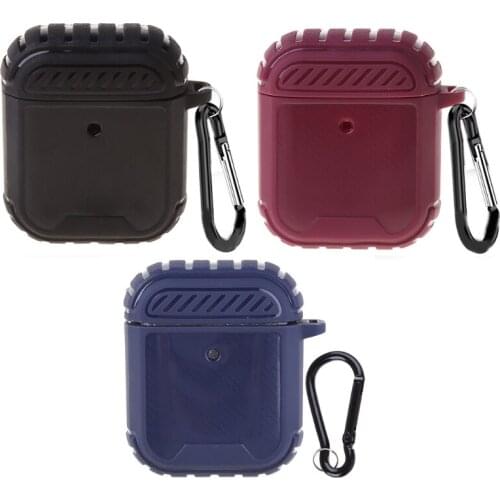 1Pc Compatible with AirPods Ca se, Shockproof Solid Matte TPU Protective Case Compatible with AirPods 2 & 1, with Carabiner