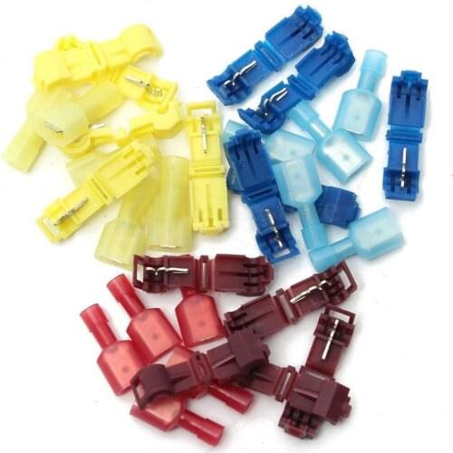 120 Pcs Quick Splice Wire Terminals T-Tap Self-stripping with Fully Insulated Male Connector Disconnects Kit