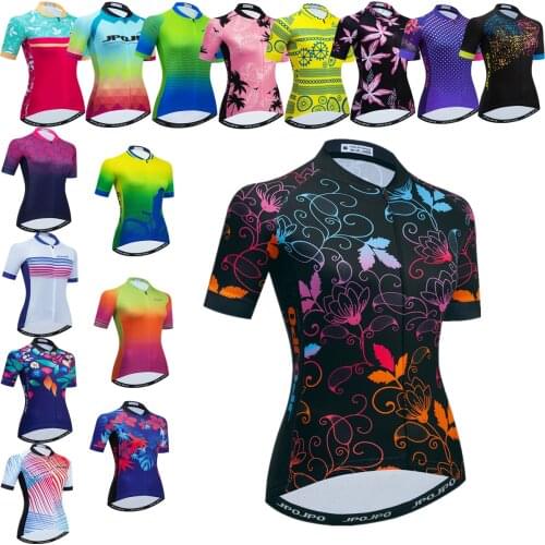 2021 Pro Team Cycling Jersey Women Short Sleeve MTB Bike Jersey Breathable Quick-dry Bicycle Clothing Full Zipper Cycling Wear