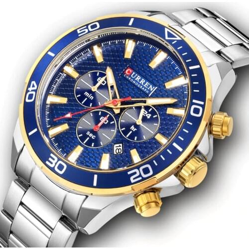 Curren Mens Watches Top Brand Luxury Stainless Steel Quartz Military Watch Wrist Chronograph Men Watches Date Wristwatches 8309