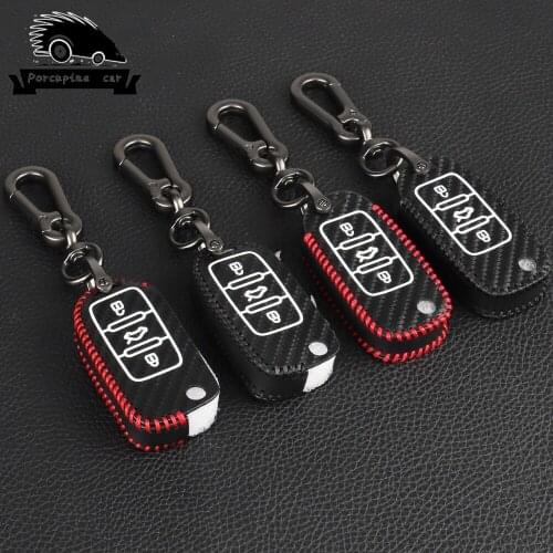 Carbon fiber car key cover case fob for VW Golf Bora Jetta POLO GOLF Passat Beet For Skoda Octavia A5 Fabia For SEAT Ibiza Leon