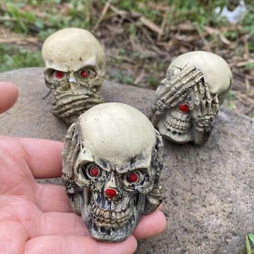 Human Shape Skeleton Head Homosapiens Skull Statue Figurine Demon Evil Home Decoration Accessories Halloween Scary Party