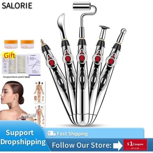 Electric Acupuncture Pen Meridian Energy Pen Acupuncture Point Detector Face Massage Roller Facial Body Massage Tool Health Care