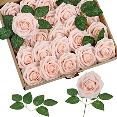 Artificial Flowers Rose PE Rose True Looking Fake Roses with Stem Wedding DIY Bouquets Party Arrangement Home Deco 50pcs