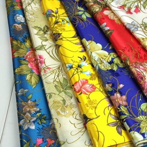 1 Meter Chinese Jacquard Brocade Fabric Faux Satin Silk Cloth For Cheongsam Kimono Dresses Tops Skirts Doll Pillow Covers Tissu