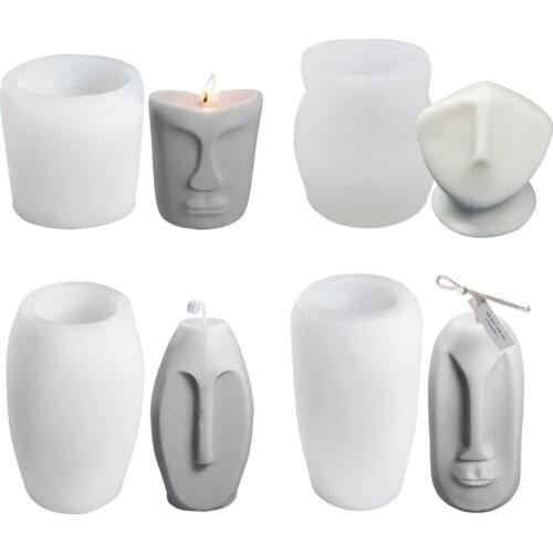 Creative Face Candle Silicone Mold Irregular Shape Epoxy Resin Casting Moulds N0PA