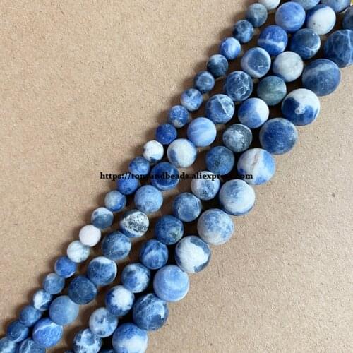 Natural Stone Matte New Blue Sodalite Round Loose Beads 15" Strand 4 6 8 10 12MM Pick Size For Jewelry Making DIY