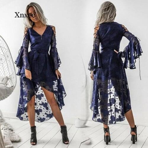 Lace Sexy Bohemian Beach Dresses Printed V Neck Maxi Runway Dress with Straps Spring
