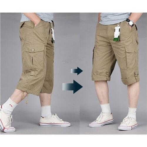 Summer Outdoor Sports Cotton Breathable Straight Tooling Shorts Riding Climbing Fishing Mens Multi-pocket Loose Short Trousers