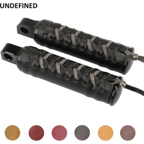 Motorcycle Leather Foot Pegs Cover Vintage Footrest Pedal Covers For Indian Harley Sportster Touring Chief Classic Cafe Racer