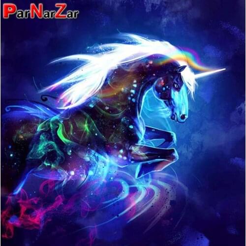 Parnarzar Blue Unicorn DIY 5D Diamond Painting Full Round / Square Drill Kits Rhinestone Picture Art Craft for Home Wall Decor