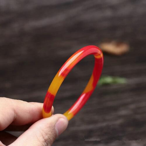 Natural Colorful Jade Hand-carved Round Bar Bracelet Fashion Boutique Jewelry Men and Women Chicken Blood Red Bracelet