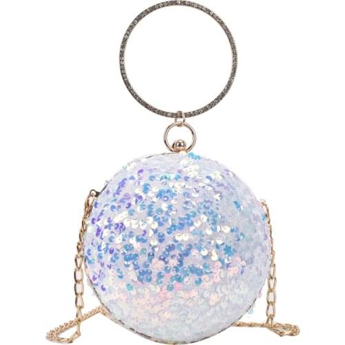 2021 New Sequined Tote Bags for Womens Round Ball Design Banquet Portable Chain Bag Fashion Messenger Summer Purses and Handbags