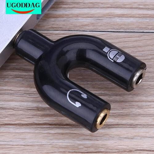 New 3.5mm Microphone Audio Converter Adapter Splitter Sound Stereo Audio Jack Interface External for 2 Way U Headset Speakers