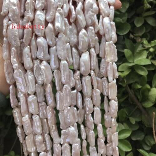 NEW freshwater pearl Light purple reborn keshi AAA about 9X24mm irregular natural loose beads 15"
