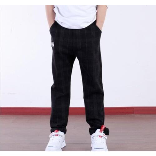 New Autumn Boys Casual Pants Kids Brand Plaid Harem Pants Soild All-match British Style Fashion Warm Trousers For Children