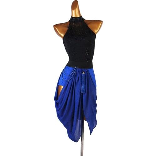 New Latin Dance Dress Competition Dress Costumes Skirt Performing Dress Rhinestone Adult Customize Children Chinese Style Collar