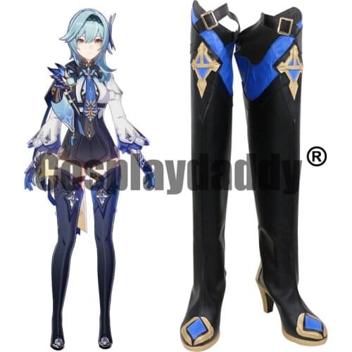 Genshin Impact Mondstadt Knights of Favonius Dance of the Shimmering Wave Captain Eula Cosplay Shoes Over the Knee Boots C006