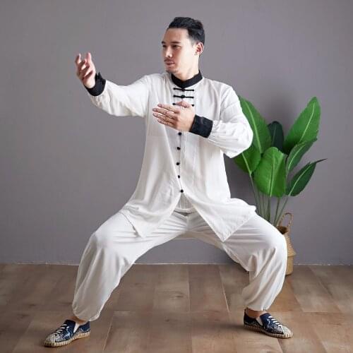 Autumn Men Yoga Set Tai Chi Kungfu Clothes Cotton Linen Chinese Traditional Loose Shirt+pant Meditation Martial Arts Uniforms