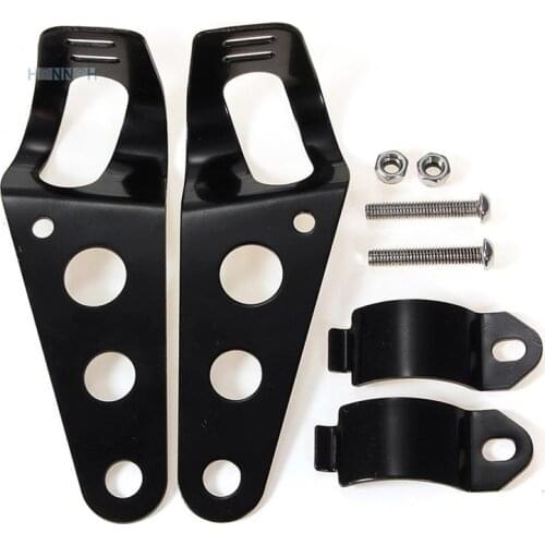 Pair Universal Motorcycle Streetfighter Headlight Head Lamp Mount Bracket 28-36mm Black Fork Ears