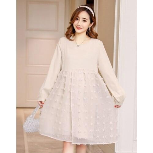 High Waist Bottoming Dresses Maternity Clothes For Pregnant Women Long Sleeve Gauze Vestidos Pregnancy Dress Pregnant Clothing