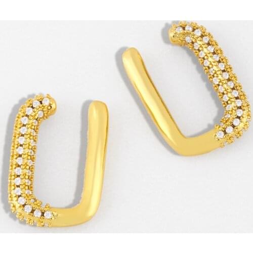 Simple Crystal C Shape Ear Cuffs For Women Cubic Zirconia Cartilage Clip Earrings Without Piercing Fake CZ Gold Jewelry ersu43