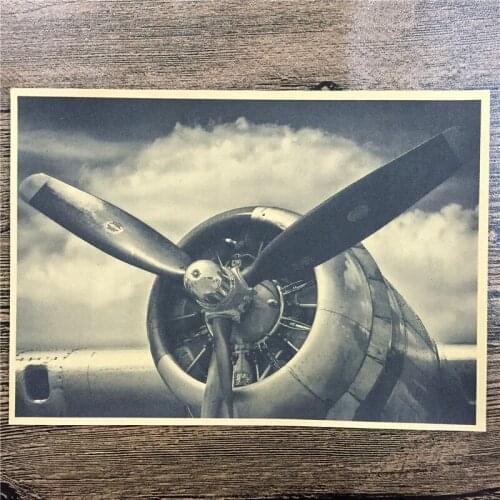 Direct selling FJ-263 vintage kraft paper"Propeller aircraft" home decor wall art craft sticker painting for kids rooms 42x30cm