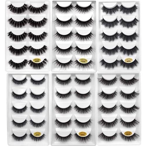 SHIDISHANGPIN 5 Pairs 3D Mink Eyelashes Natural long False Eyelashes dramatic Lashes Makeup Fake Eyelash wispy Lash Thick Lashes