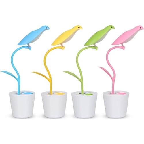 Bird LED Table Lamp Rechargeable USB Reading Lamp Table Lamp Pen Holder Touch Study Room Decoration Lamp
