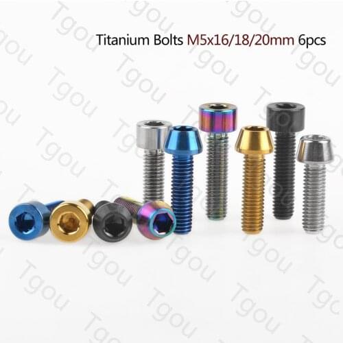 Tgou Titanium Bolt M5x16 18 20mm Hex Head Screws for Bicycle Stem BiKe Parts 6pcs