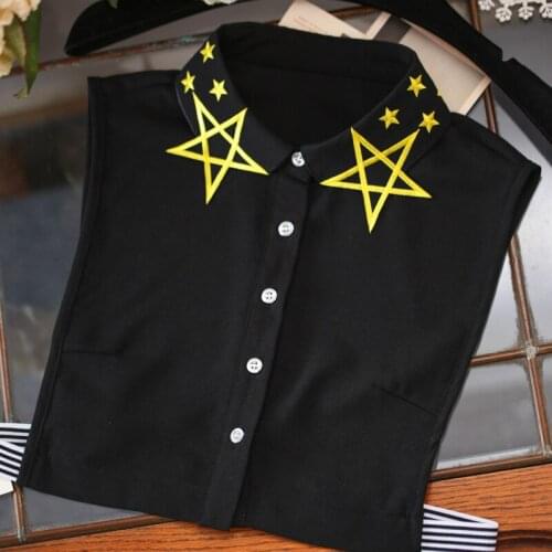 YSMILE Y Blouse Detachable False Fake Collar Embroidery Star Female Black Office Lady Lover Gift Shirt Accessories