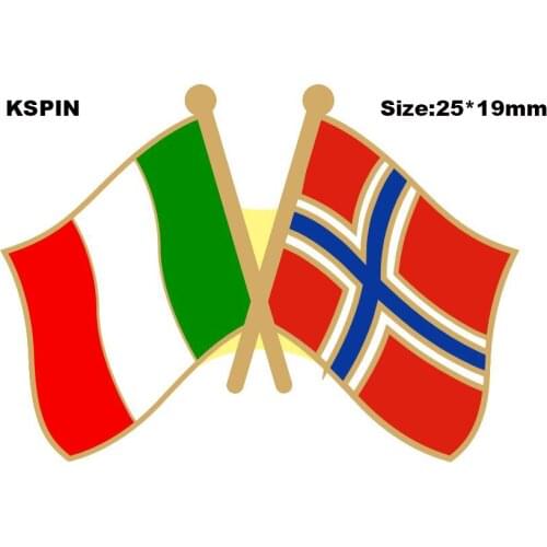 Italy & Norway Friendship Flag Lapel Pin Friendship Flag Badge Flag pin