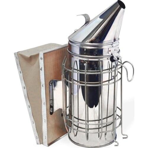 1 pcs Beekeeping Smoker Stainless Steel Equipment Hive Box Tool Supplies For Beehive Bee Manual Smoke Maker With Hanging Hook