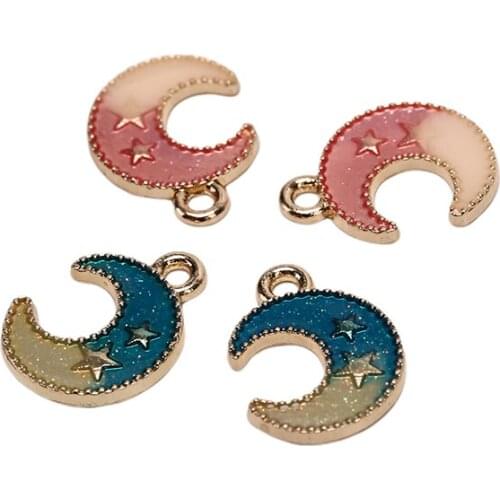 10Pcs/Set Enamel Moon Star Charms Pendant Jewelry DIY Craft Making Findings Gift 2 Colors
