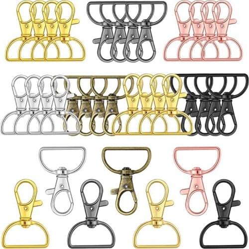 35 Pieces Swivel Clasps Lobster D Rings Lanyard Snap Hooks Keyrings Pendant Spring Pet Buckle for Keychain DIY Craftings