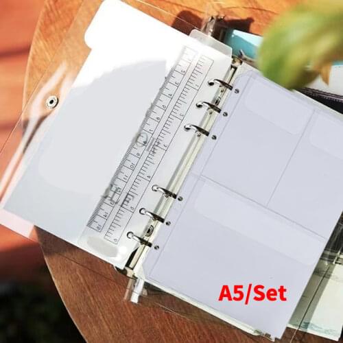 File Folder Set 10pcs A5 PVC Loose-Leaf 6-Hole Binder With 1pc A5 Soft PVC Notebook Cover Diary Journ Planner Agenda Stationery