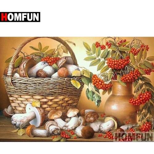 HOMFUN Full Square/Round Drill 5D DIY Diamond Painting "mushroom" Cross Stitch 5D Home Decor A07575