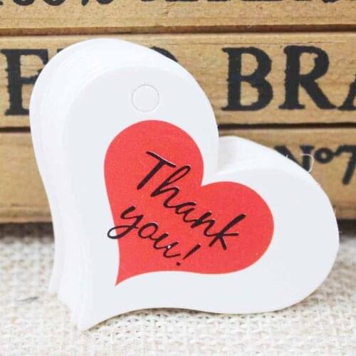 Zerong heart shape thank you wedding tag ,Vintage kraft thanks you red heart gift label tag ,products brand swing hang tag 100