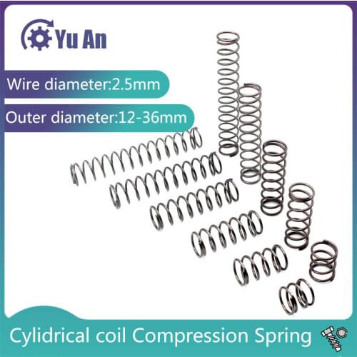 Spiral Spring， Compression Spring, High Quality Spring Steel, Wire Diameter 2.5mm, Outside Diameter 12-29mm, Length 20mm-100mm