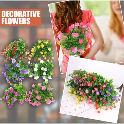 Home Decor 2 Bundles Artificial Fake Flowers Bouquet Mothers Day Gift Spring Green Garden Porch Flower Arrangement Vase Outdoor