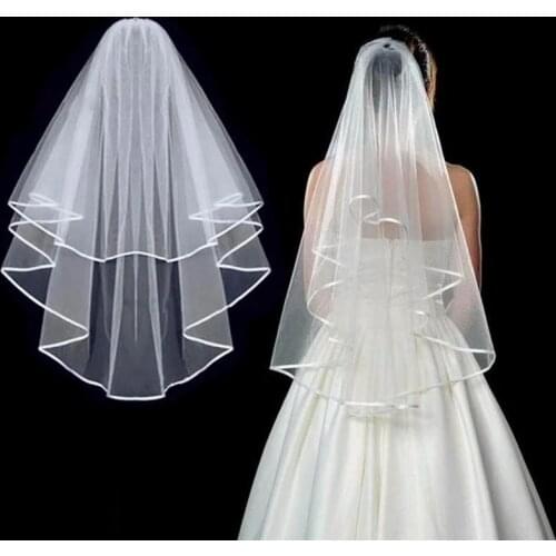 Tulle Wedding Veils Two Layer With Comb White Ivory Bridal Veil for Bride for Marriage Wedding Accessories 2022