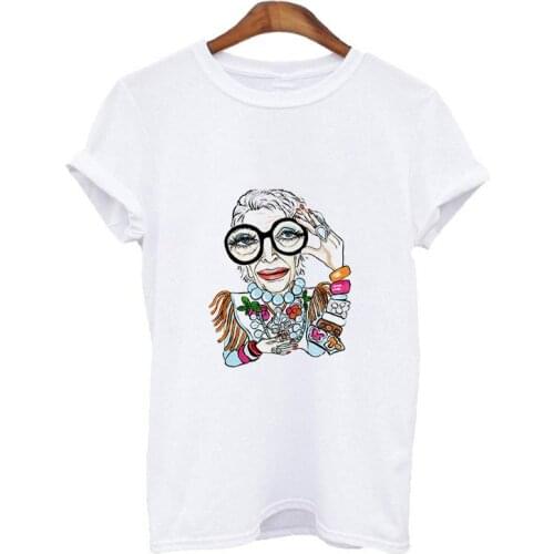 Summer Womens T-shirt Iris Apfel Harajuku Graphic Print T-shirt Fashion Casual Short Sleeve Street Wear Female