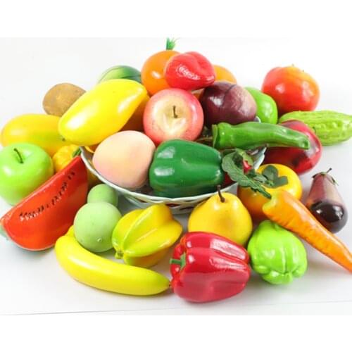 Artificial Apple Banana Watermelon Peach Pear Lemon Mango Fake Fruits Home Decoration Plastic Ornament Food Photography Props