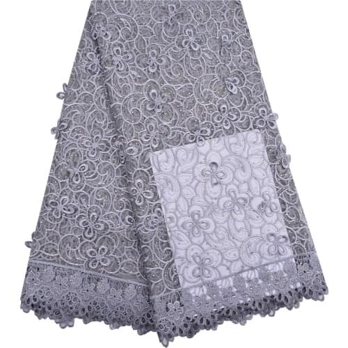 Beautiful Gray Wedding Lace Fabric 3D Flowers French African Lace Fabrics For Dresses Beads Tulle Lace Nigerian Fabric 1291