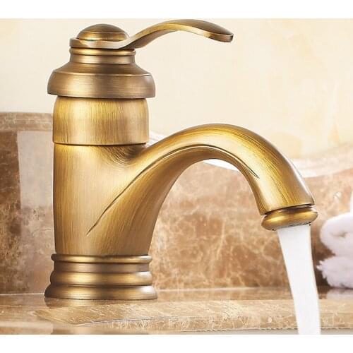 6" Antique Brass Basin Faucets Crane Sink Basin Water Mixer Tap Hot Cold Water With Two Pipes Kitchen Outdoor Garden Taps