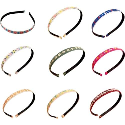 Summer Embroidered Flower Retro Hairband Headband Women Girls Hair Head Hoop Band Hairbands Accessories