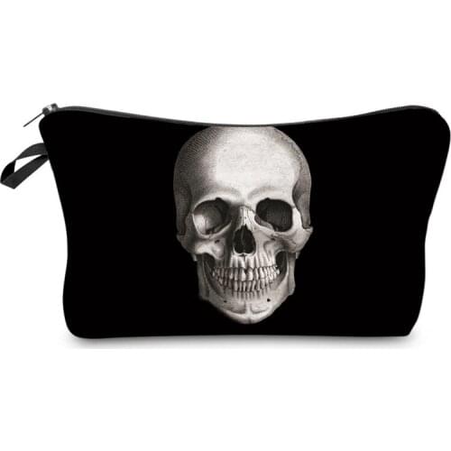 Hot Sale Men And Women Travel Cosmetic Organizer Storage Bag Popular Cool Zipped Skeleton Skull Printing Makeup Bags FA$3