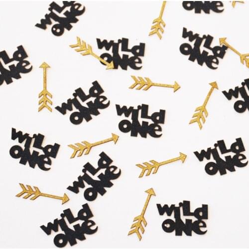 One year with arrow glitter confetti, one birthday table decor, One year confetti, arrow confetti,black and gold table scatter
