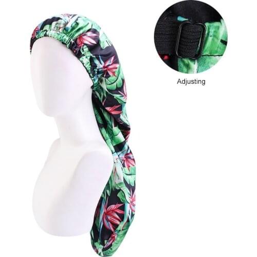 Adjustable Satin Female Cover Hair Night Sleep Cap Big Elastic Bonnet Women Bath Cap Oversized Floral Home Beanie Makeup Hats